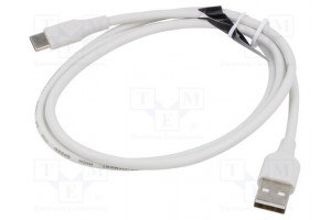 Cable USB 2.0 USB A plug,USB C plug nickel plated 3m white