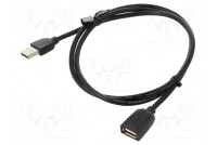 Cable USB 2.0 USB A socket,USB A plug nickel plated 1m black