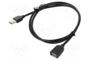 Cable USB 2.0 USB A socket,USB A plug nickel plated 1m black