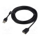Cable USB 2.0 USB A socket,USB A plug nickel plated 3m black
