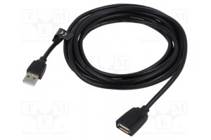 Cable USB 2.0 USB A socket,USB A plug nickel plated 3m black