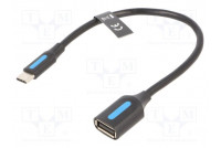 Kaapeli USB 2.0 USB A rasia,USB C pistoke nikkelöity 0,15m