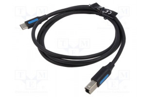 Cable USB 2.0 USB B plug,USB C plug nickel plated 1m black