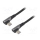 Cable USB 2.0 USB C angled plug,both sides 0.5m black 100W