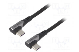 Cable USB 2.0 USB C angled plug,both sides 0.5m black 100W