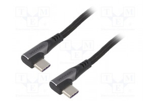 Cable USB 2.0 USB C angled plug,both sides 1m black 480Mbps