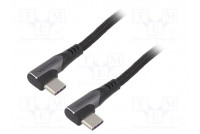 Cable USB 2.0 USB C angled plug,both sides 2m black 480Mbps