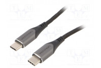 Cable USB 2.0 USB C plug,both sides 1m black Core: Cu,tinned
