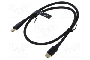Cable USB 2.0 USB C plug,both sides nickel plated 0.5m black