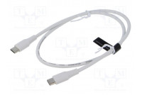Cable USB 2.0 USB C plug,both sides nickel plated 0.5m white