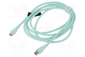 Cable USB 2.0 USB C plug,both sides nickel plated 1.5m green