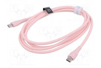 Cable USB 2.0 USB C plug,both sides nickel plated 1.5m pink