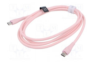 Cable USB 2.0 USB C plug,both sides nickel plated 1.5m pink