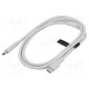 Cable USB 2.0 USB C plug,both sides nickel plated 1.5m white