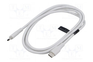 Cable USB 2.0 USB C plug,both sides nickel plated 1.5m white