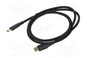 Cable USB 2.0 USB C plug,both sides nickel plated 1m black