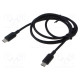 Cable USB 2.0 USB C plug,both sides nickel plated 1m black