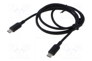 Cable USB 2.0 USB C plug,both sides nickel plated 1m black