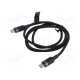 Cable USB 2.0 USB C plug,both sides nickel plated 1m black