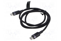 Cable USB 2.0 USB C plug,both sides nickel plated 1m black