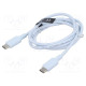 Cable USB 2.0 USB C plug,both sides nickel plated 1m blue