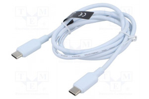 Cable USB 2.0 USB C plug,both sides nickel plated 1m blue