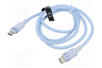Cable USB 2.0 USB C plug,both sides nickel plated 1m blue