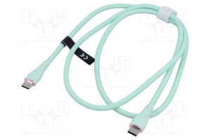 Cable USB 2.0 USB C plug,both sides nickel plated 1m green