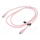Cable USB 2.0 USB C plug,both sides nickel plated 1m pink