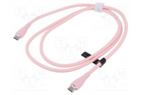 Cable USB 2.0 USB C plug,both sides nickel plated 1m pink