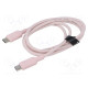 Cable USB 2.0 USB C plug,both sides nickel plated 1m pink
