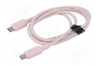 Cable USB 2.0 USB C plug,both sides nickel plated 1m pink