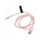 Cable USB 2.0 USB C plug,both sides nickel plated 1m pink