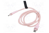Cable USB 2.0 USB C plug,both sides nickel plated 1m pink
