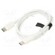 Cable USB 2.0 USB C plug,both sides nickel plated 1m white