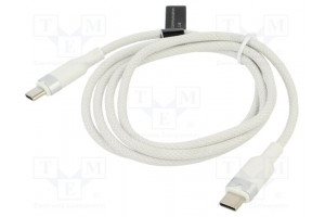Cable USB 2.0 USB C plug,both sides nickel plated 1m white