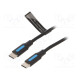 Kaapeli USB 2.0 USB C pistoke,molemmin puolin nikkelöity 2m