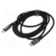 Cable USB 2.0 USB C plug,both sides nickel plated 2m black