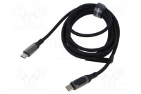 Cable USB 2.0 USB C plug,both sides nickel plated 2m black
