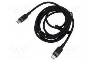 Cable USB 2.0 USB C plug,both sides nickel plated 2m black