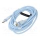 Cable USB 2.0 USB C plug,both sides nickel plated 2m blue