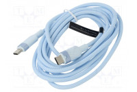 Cable USB 2.0 USB C plug,both sides nickel plated 2m blue