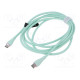 Cable USB 2.0 USB C plug,both sides nickel plated 2m green
