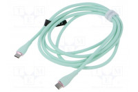 Cable USB 2.0 USB C plug,both sides nickel plated 2m green