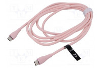 Cable USB 2.0 USB C plug,both sides nickel plated 2m pink