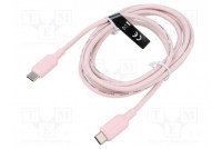 Cable USB 2.0 USB C plug,both sides nickel plated 2m pink