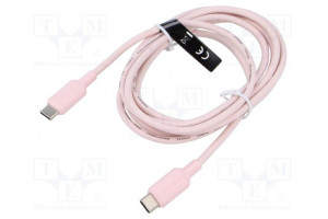 Cable USB 2.0 USB C plug,both sides nickel plated 2m pink