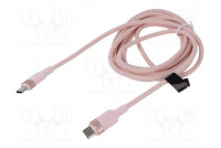 Cable USB 2.0 USB C plug,both sides nickel plated 2m pink