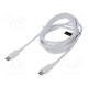 Cable USB 2.0 USB C plug,both sides nickel plated 2m white