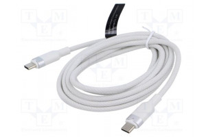Cable USB 2.0 USB C plug,both sides nickel plated 2m white